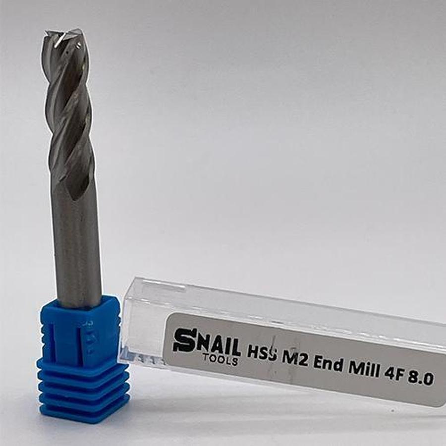 Snail Tools HSS M2 Four Flute End Mill (8.0mm Dia)