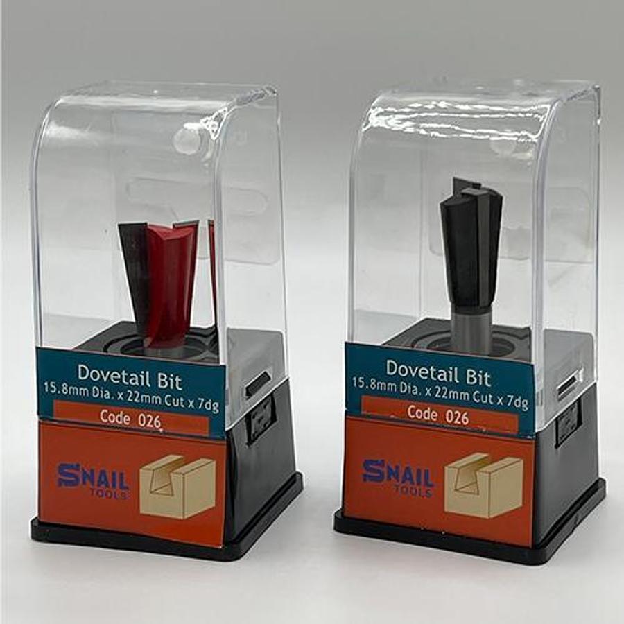 Snail Tools Dovetail Router Bit (15.8mm Dia x 22mm Cut, 7° Angle)