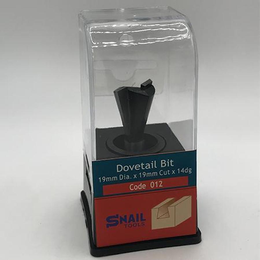 Snail Tools Dovetail Router Bit (19mm Dia x 19mm Cut, 14° Angle) (Black)