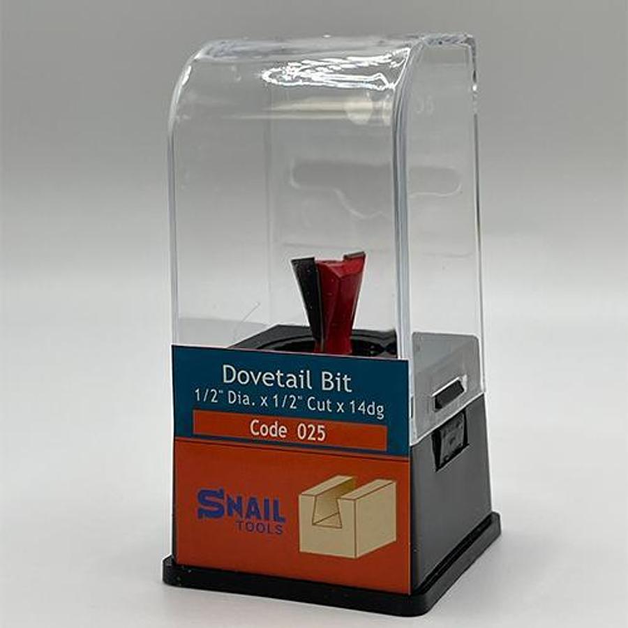 Snail Tools Dovetail Router Bit (1/2″ Dia x 1/2″ Cut, 14° Angle)