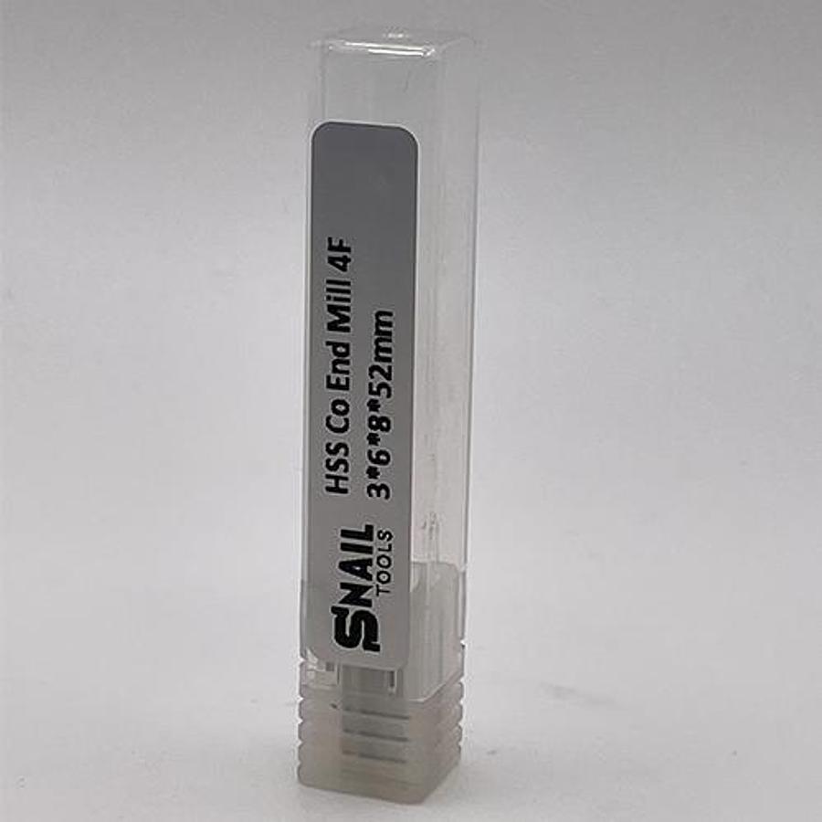 Snail Tools HSS Co Four Flute End Mill (3 x 6 x 8 x 52MM)