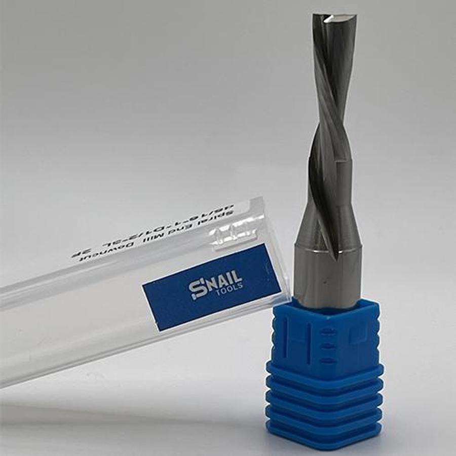 Snail Tools Solid Carbide 2 Flute Downcut Spiral End Mill (5/16″ Cut, 1/2″ Shank)