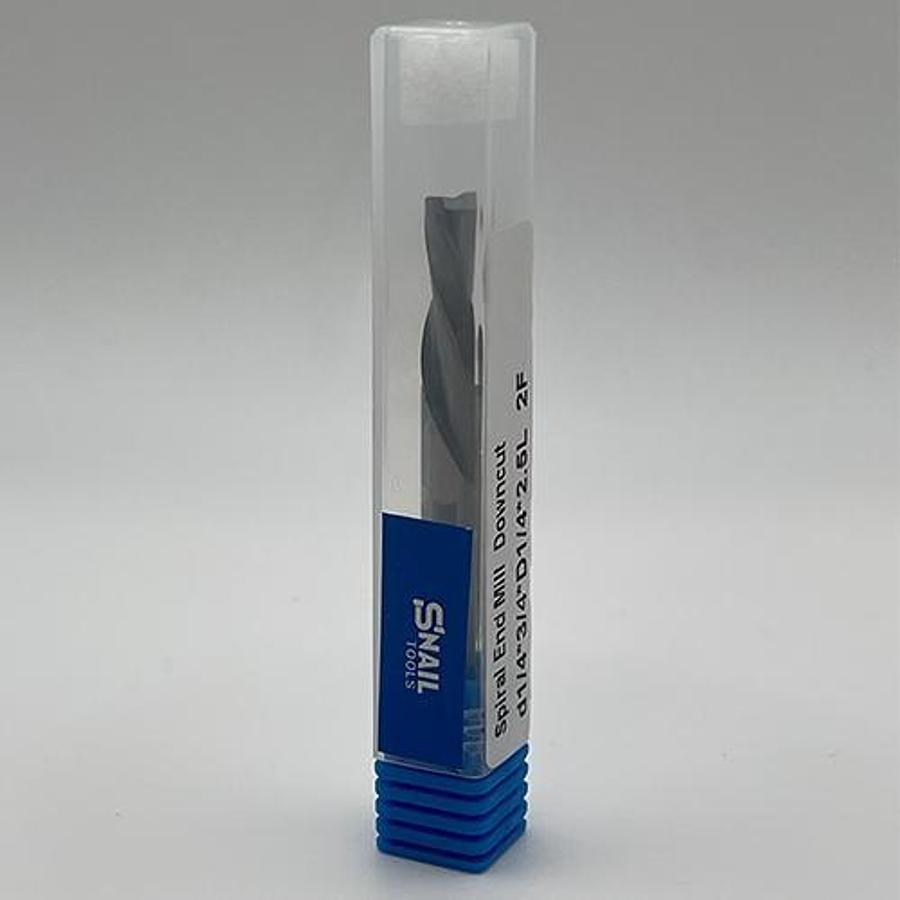 Snail Tools Solid Carbide 2 Flute Downcut Spiral End Mill (1/4″ Dia, 2.5″ Long)