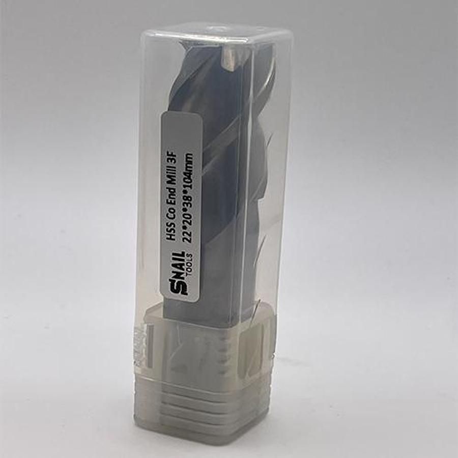 Snail Tools HSS Co Three Flute End Mill (22 x 20 x 38 x 104MM)