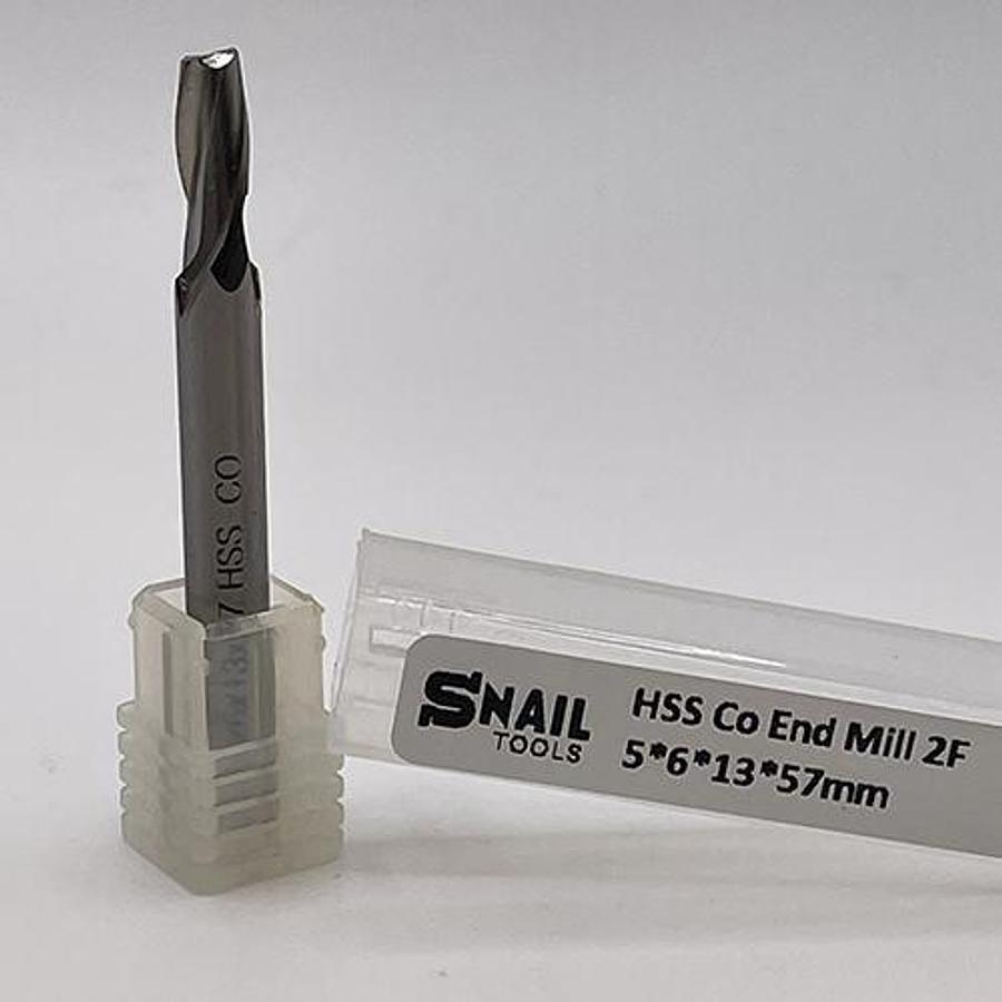 Snail Tools HSS Co Two Flute End Mill (5 x 6 x 13 x 57MM)