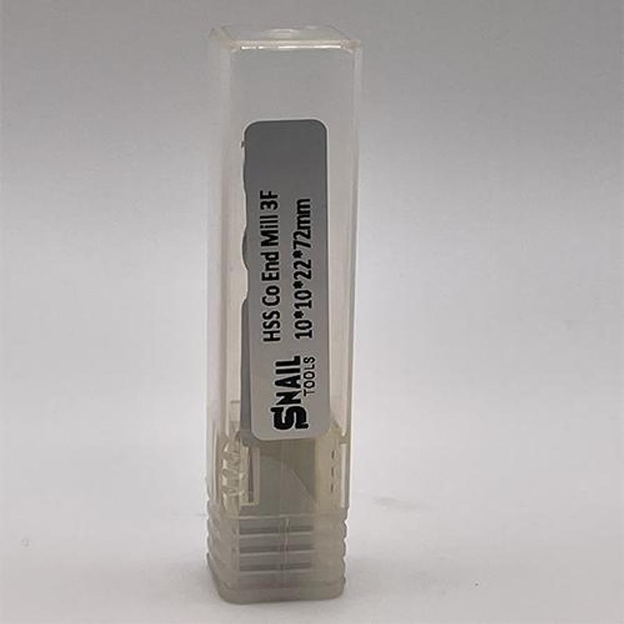 Snail Tools HSS Co Three Flute End Mill (10 x 10 x 22 x 72MM)