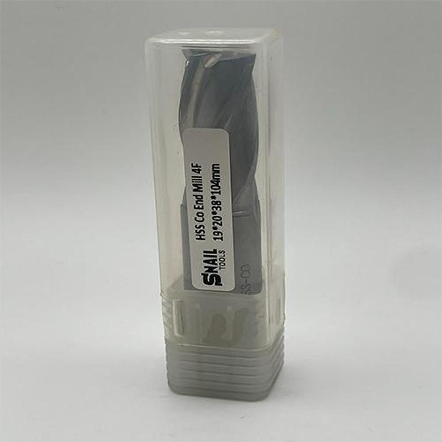 Snail Tools HSS Co Four Flute End Mill (19 x 20 x 38 x 104MM)