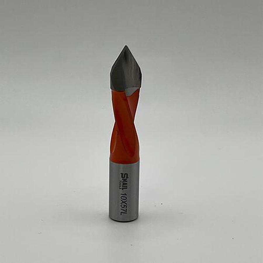 CARBIDE-TIPPED V POINT DOWEL DRILL BIT – L/H – 10MM DIAMETER x 57MM LONG – 10MM SHANK