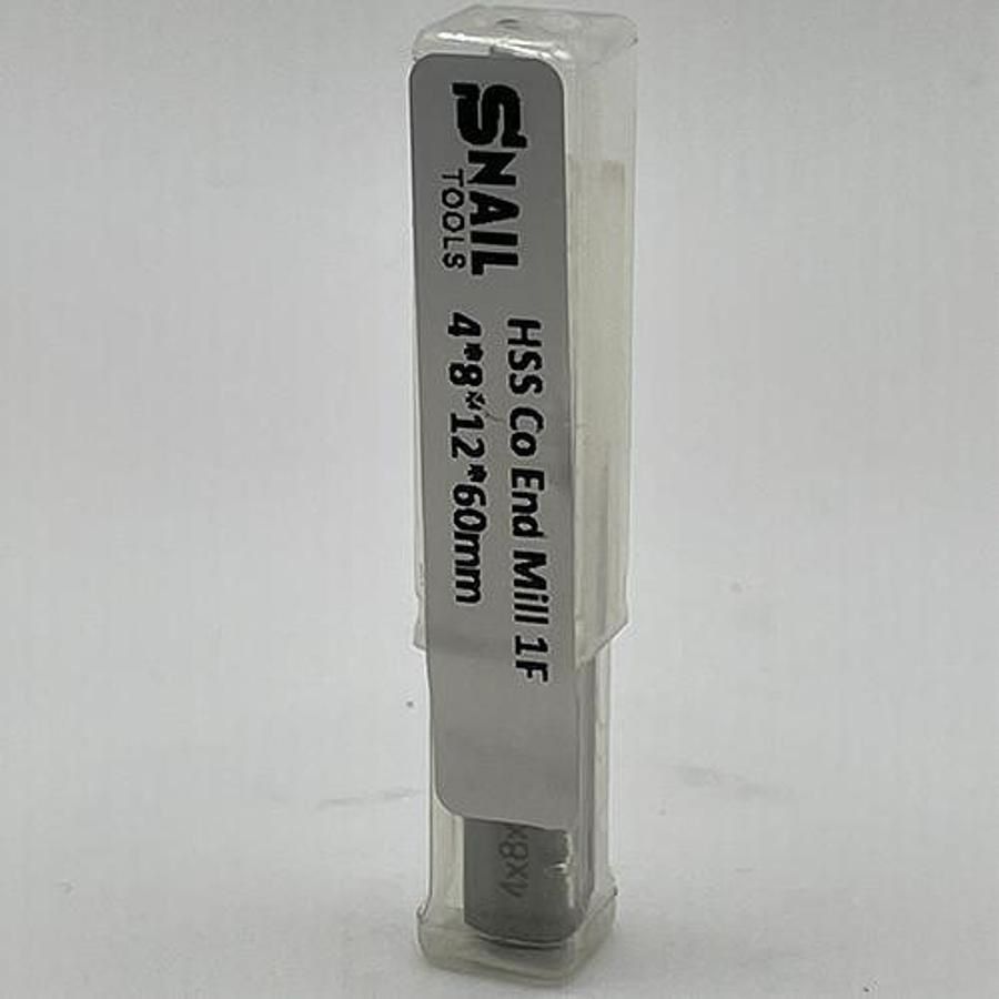 Snail Tools HSS Co Single Flute End Mill (4 x 8 x 12 x 60MM)