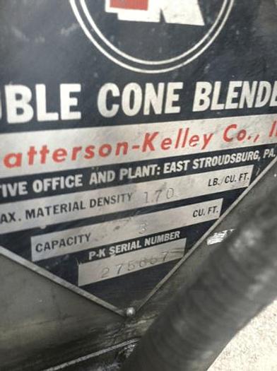 Used 3 CU. FT. PATTERSON KELLEY DOUBLE CONE BLENDER – S/S – 170# – #7735