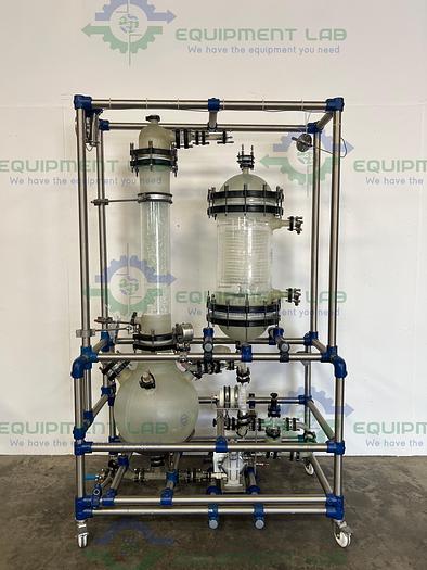 Used QVF 50 Liter Glass Reactor / Mobile Gas Scrubber w/ Coil Condenser