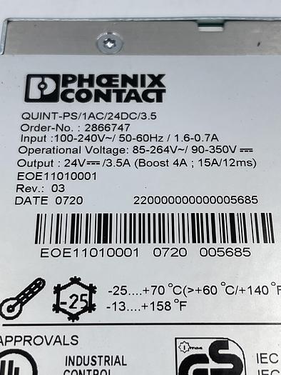 Used PHOENIX CONTACT QUINT-PS/1AC/24DC/3.5