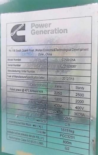 Cummins C2500 D5A New generators Industrial Diesel 5 sets