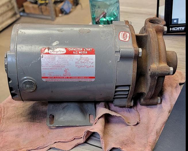 Used DAYTON CAPACITOR START A.C.MOTOR 9K560 1/2HP 3450RPM WITH PUMP ATTACHMENT (103)