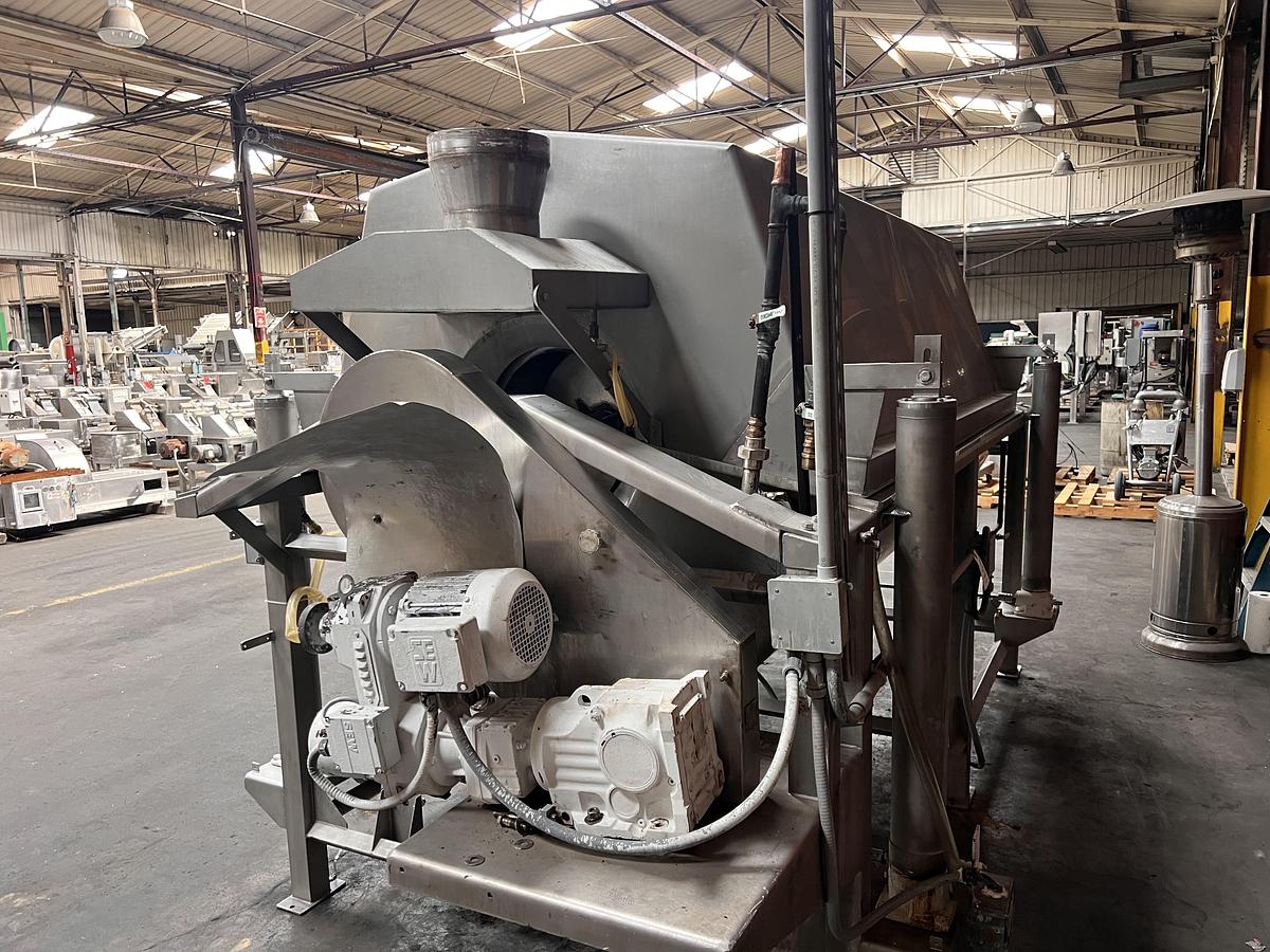 Used Hughes 48" diameter x 8' long stainless steel hot water rotary blancher