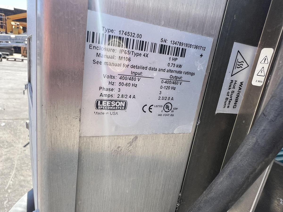 Used 24” wide x 20’ long stainless steel sanitary belt conveyor