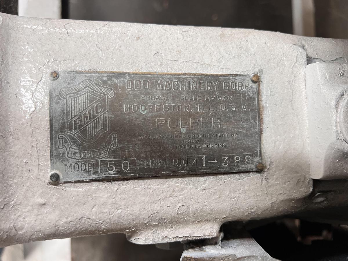Used FMC model 50 pulper