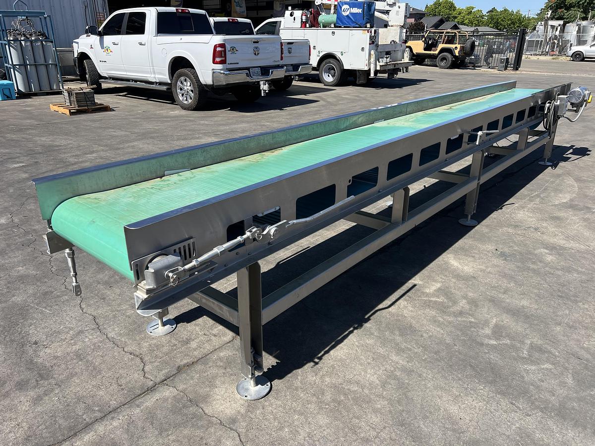 Used 24” wide x 20’ long stainless steel sanitary belt conveyor