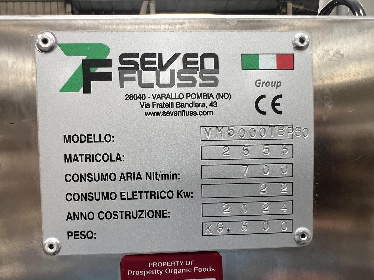 Used Techno Fluss “Seven Fluss” model VM5000-TBP50 pneumatic volumetric dosing filler for viscous products