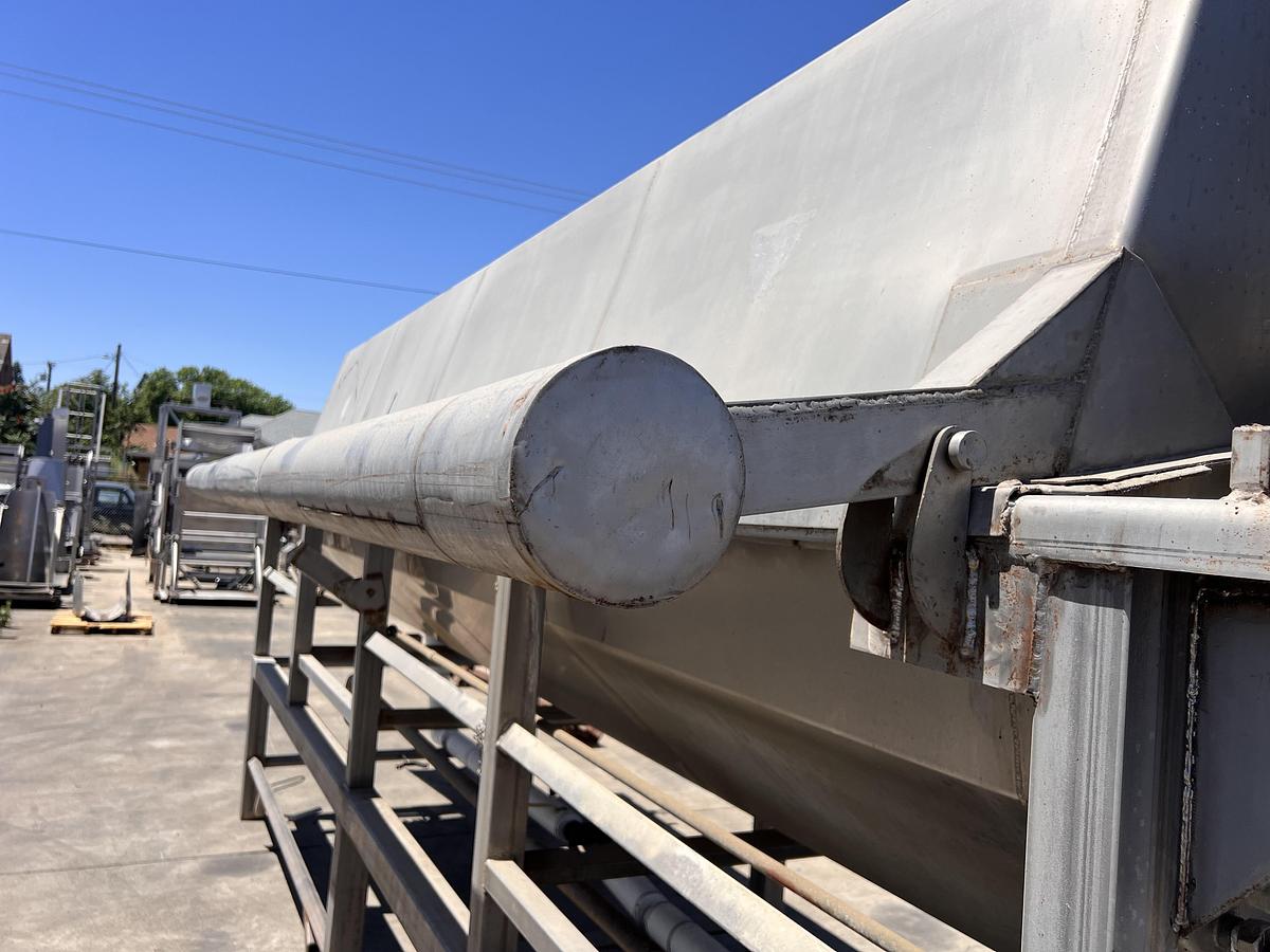Used Hughes 48” diameter x 16’ long stainless steel hot water rotary blancher