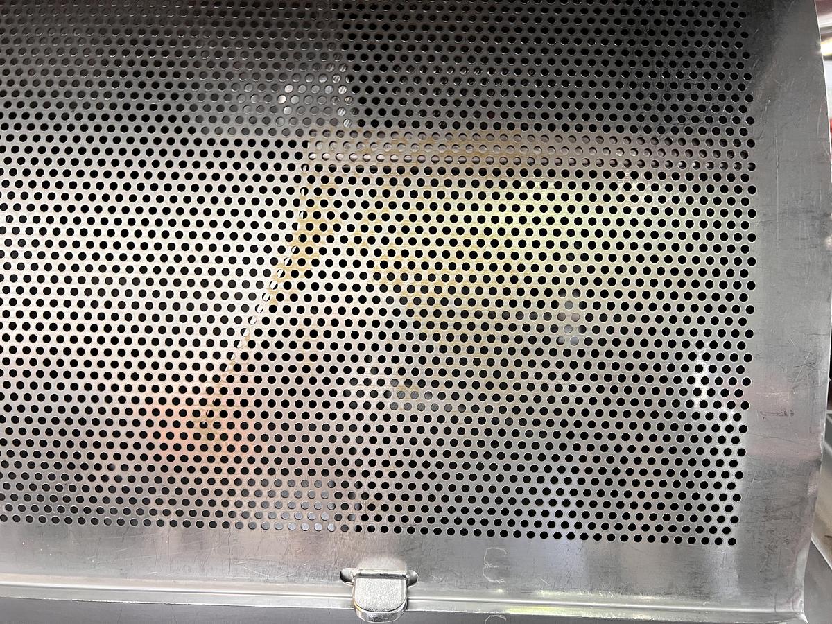 Used Hughes 48" diameter x 8' long stainless steel hot water rotary blancher