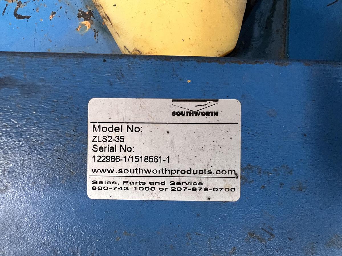 Used Southworth model ZLS2-35 2000 pound floor height lift table