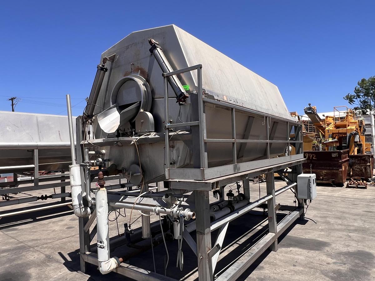 Used Lyco 60” diameter x 12’ long stainless steel hot water rotary blancher