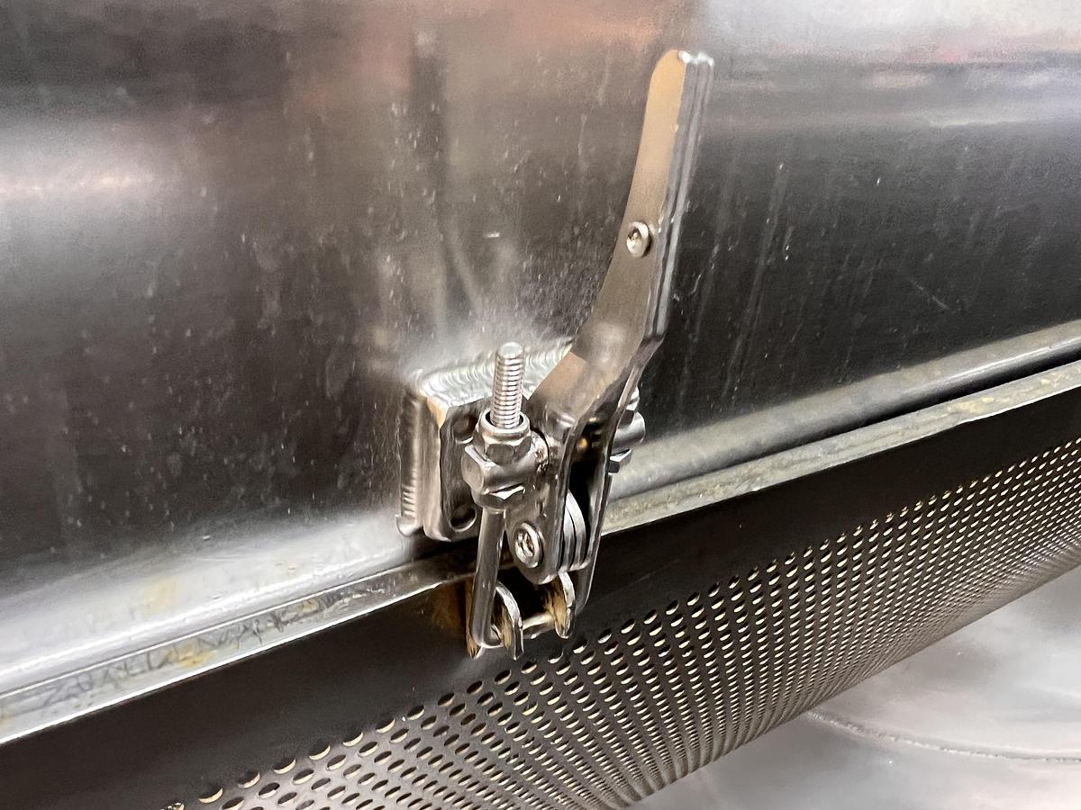 Used Hughes 48" diameter x 8' long stainless steel hot water rotary blancher