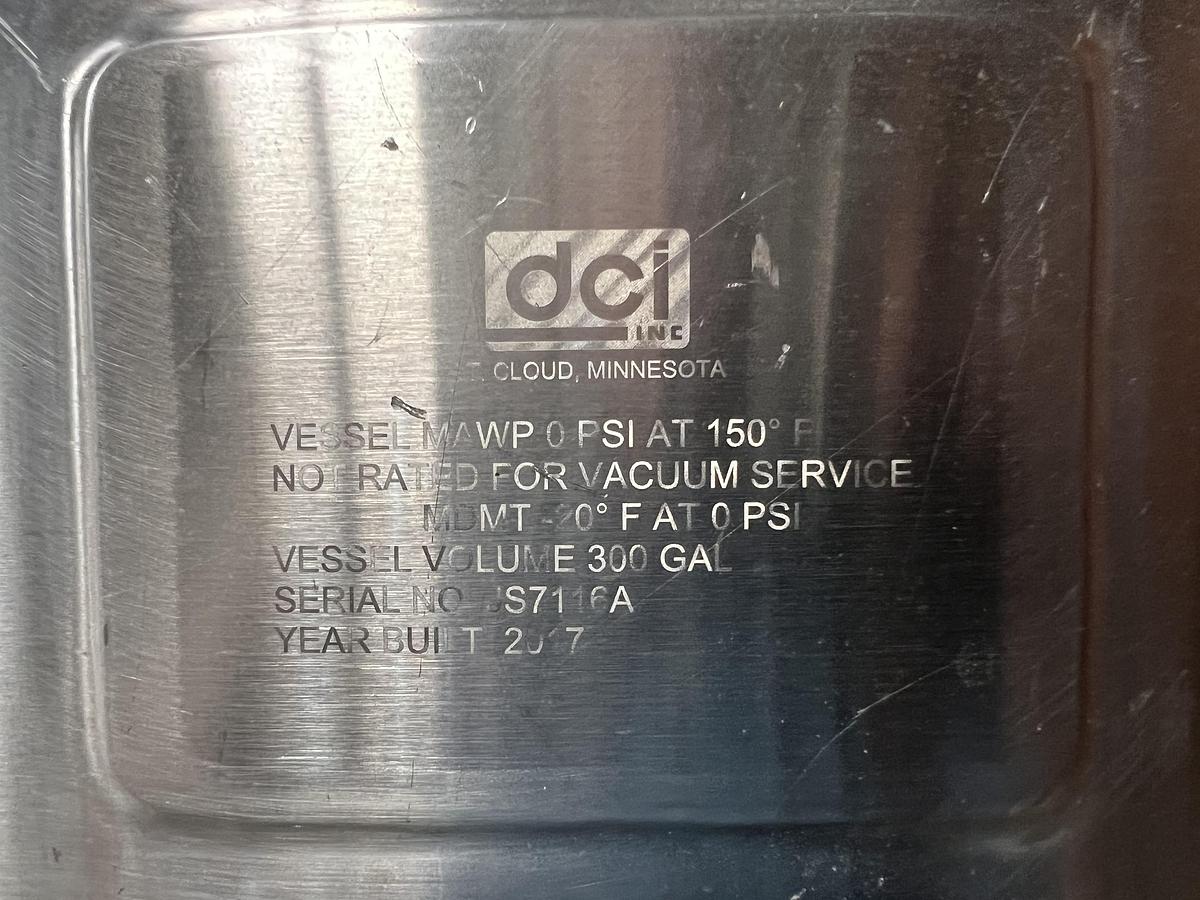 Used DCI 300 gallon single shell vertical Dynamixer