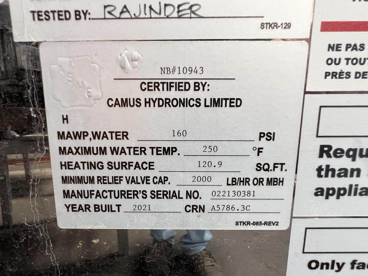 Used Camus ‘Dynaflame’ model DFNH-2000-MHI low pressure boiler
