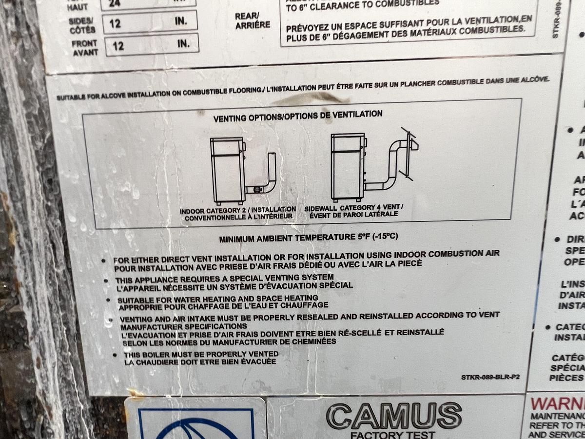 Used Camus ‘Dynaflame’ model DFNH-2000-MHI low pressure boiler