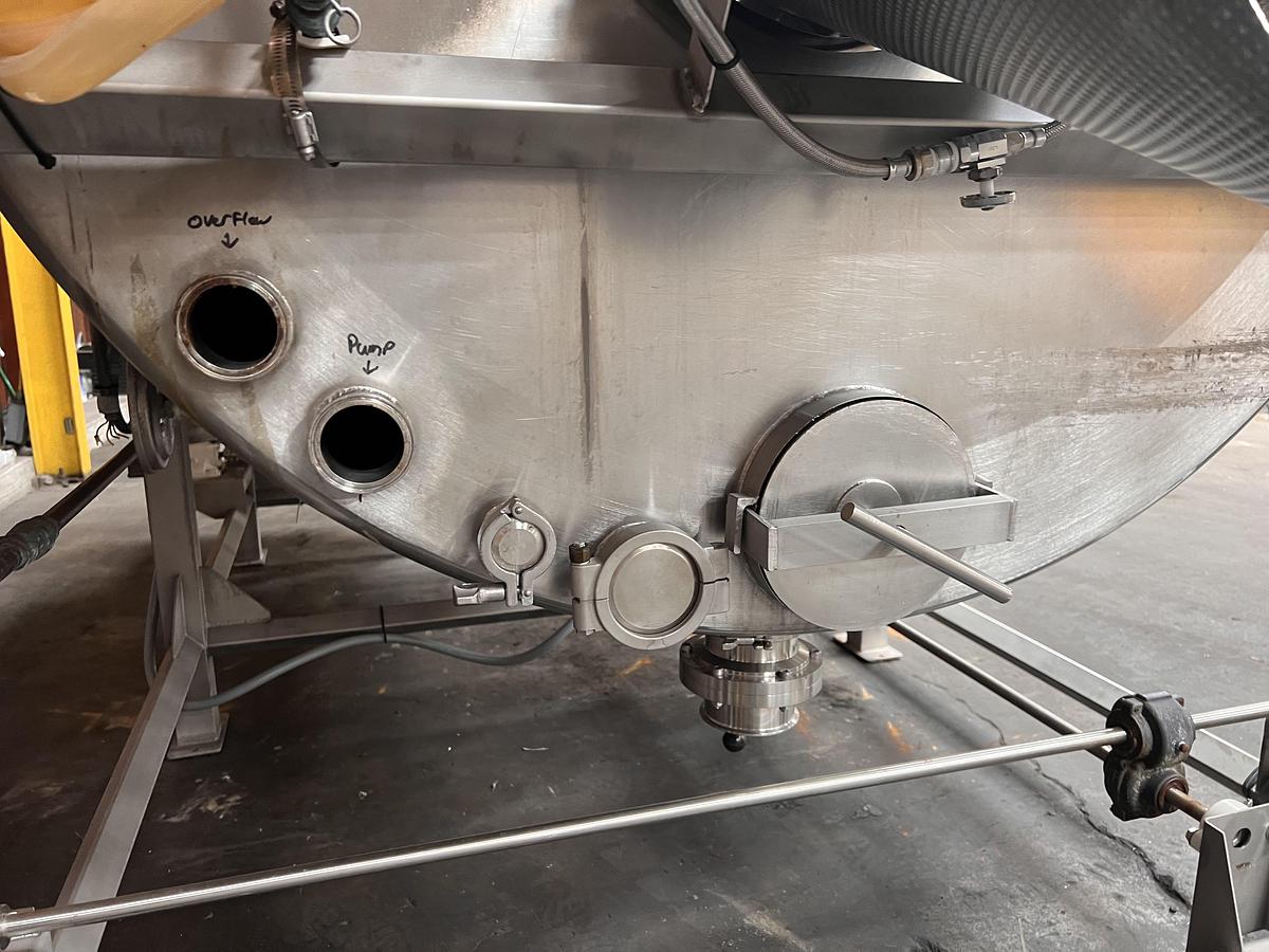 Used Hughes 48" diameter x 8' long stainless steel hot water rotary blancher