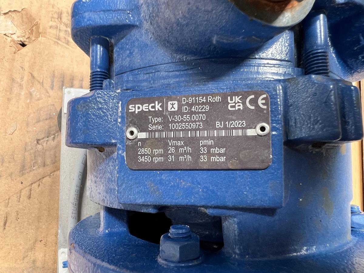 Used Speck model V-30-5509-3 liquid ring vacuum pump