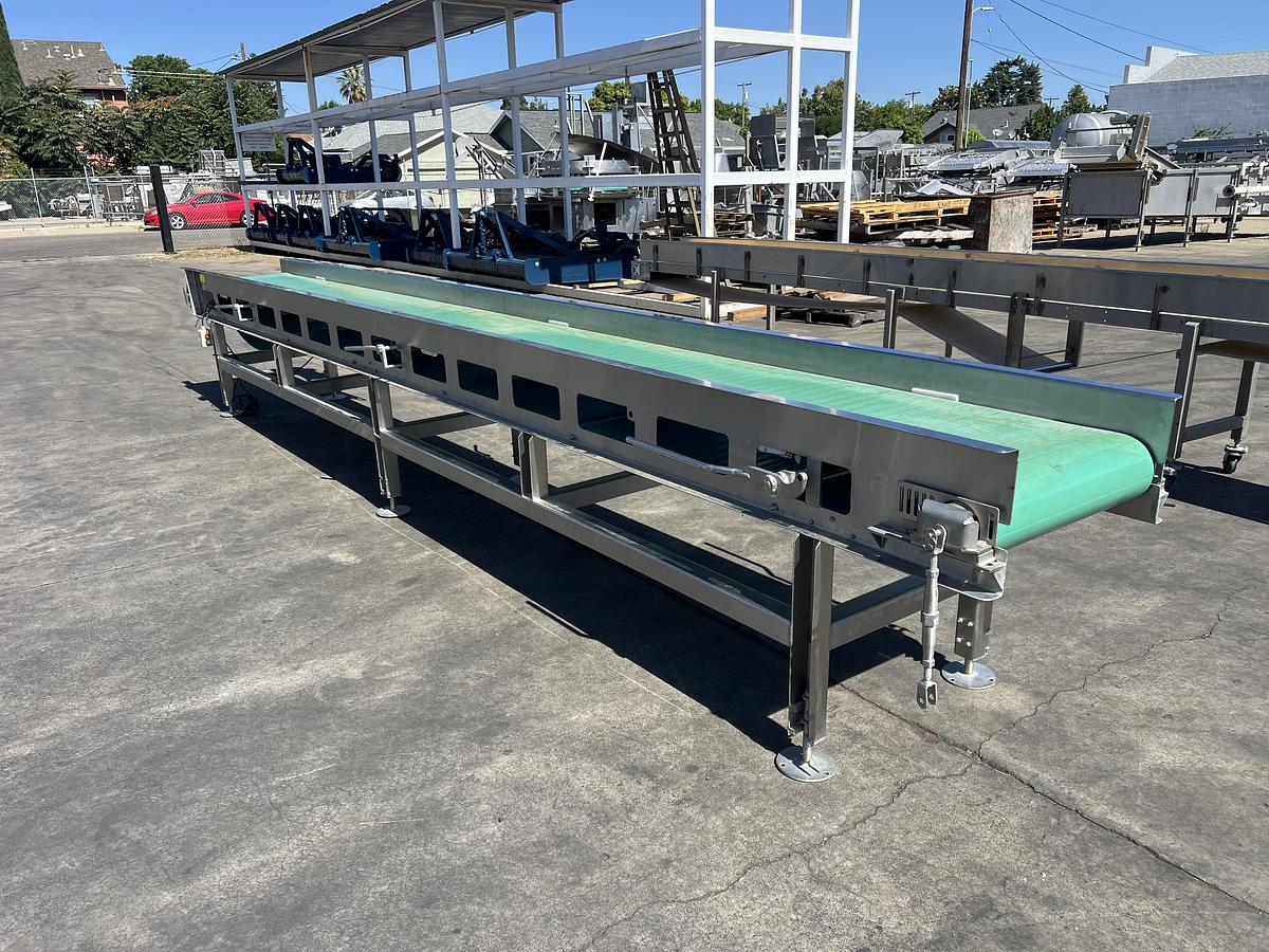 Used 24” wide x 20’ long stainless steel sanitary belt conveyor