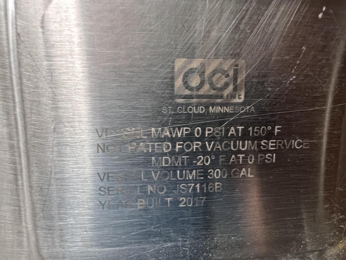 Used DCI 300 gallon single shell vertical Dynamixer