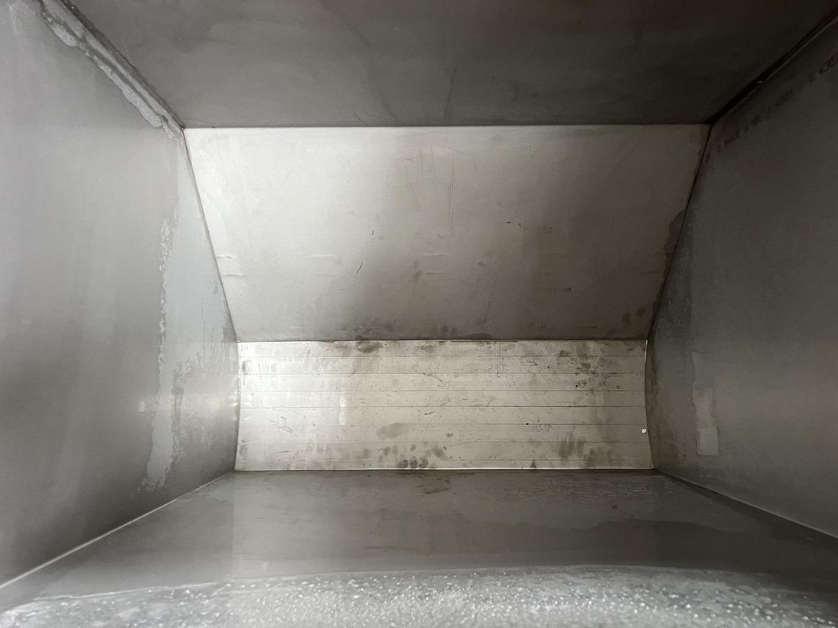 Used 15 cubic foot stainless steel feed hopper measuring 22” wide x 31” long x 42” tall