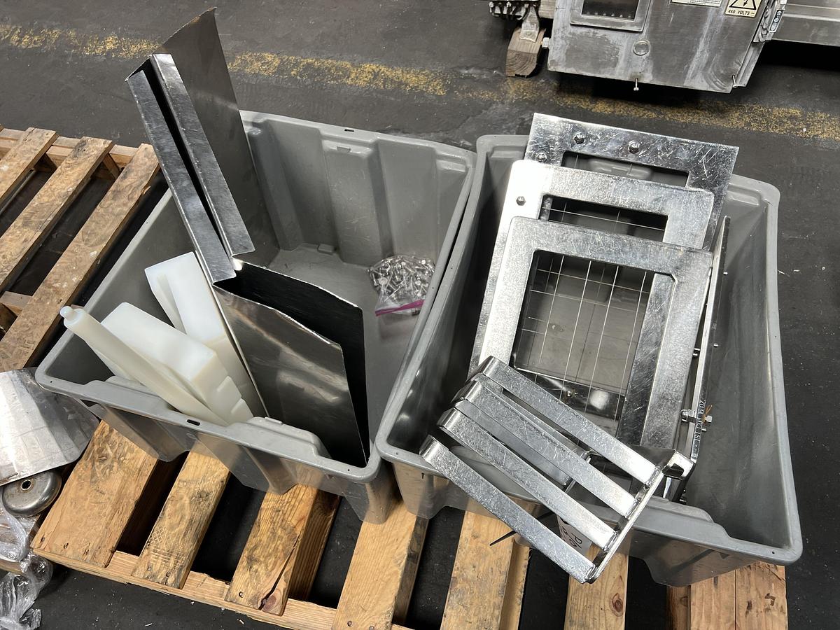 Used Econo Cheese stainless teel two-way pnuematic cheese block cutter