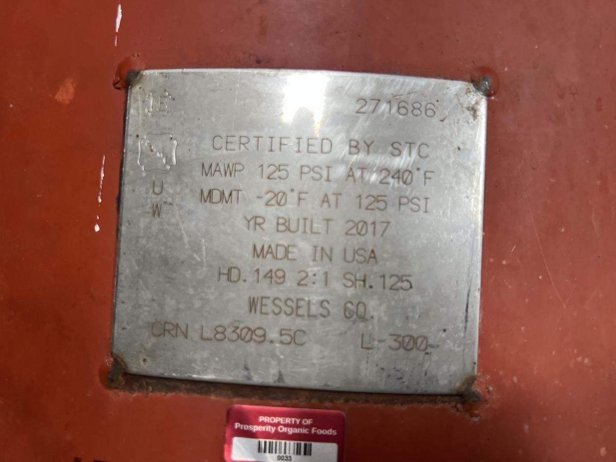 Used Wessels Company model L-300 vertical air receiver