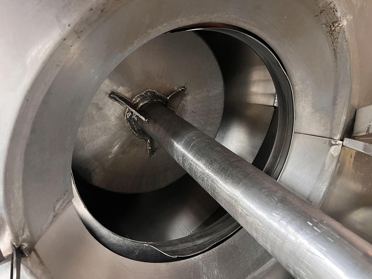 Used Hughes 48" diameter x 8' long stainless steel hot water rotary blancher