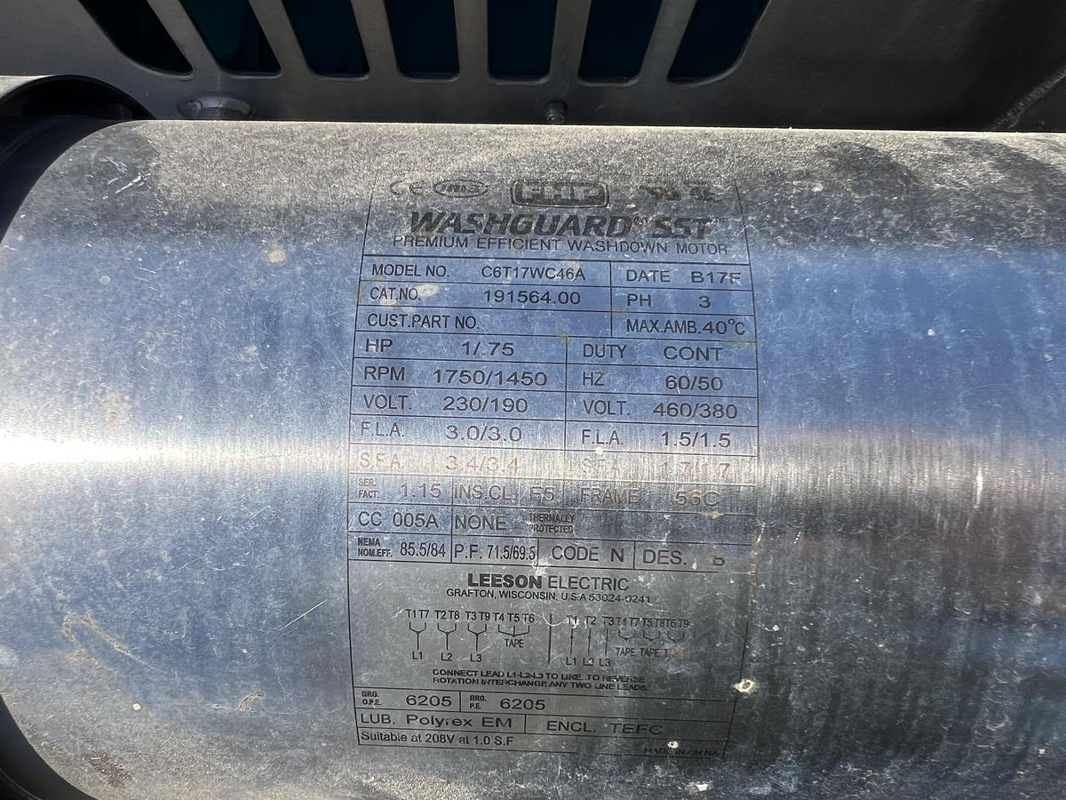 Used 24” wide x 20’ long stainless steel sanitary belt conveyor