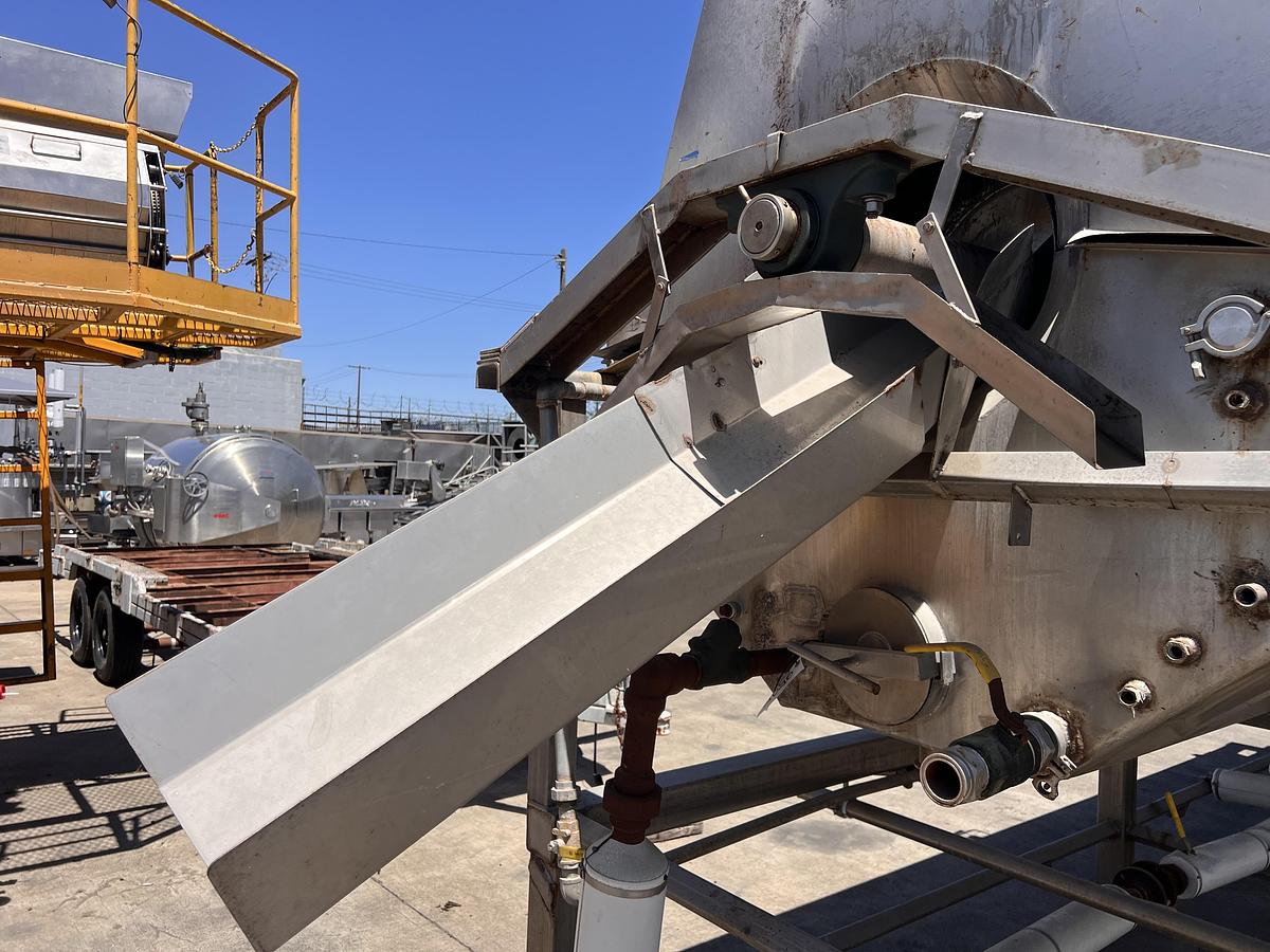 Used Hughes 48” diameter x 16’ long stainless steel hot water rotary blancher