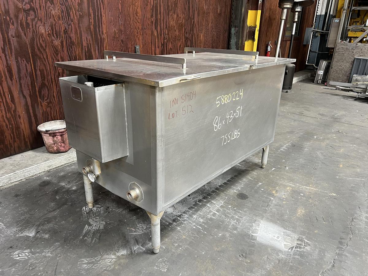 Used Chester-Jensen model XP-1 350 gallon stainless steel rectangular cooking and cooling tank with two removable baskets