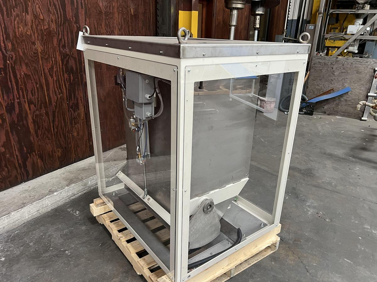 Used 15 cubic foot stainless steel feed hopper measuring 22” wide x 31” long x 42” tall
