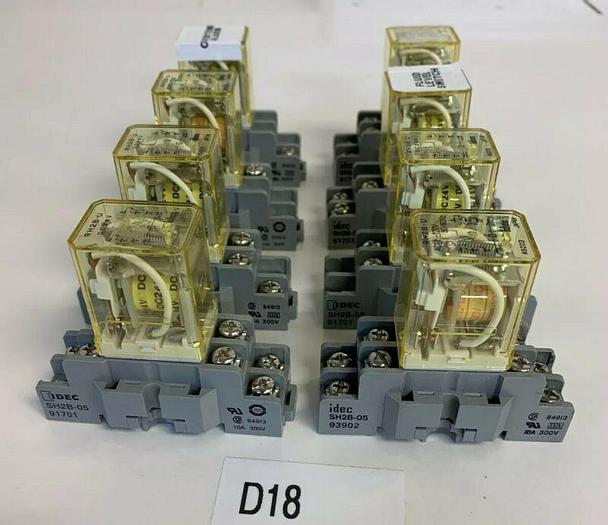 Used Idec RH2B-U Relay 24V DC DC24V With Idec SH2B-05 Socket (Lot Of 8)