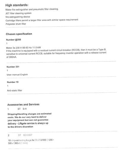 Used 2016 Felder RL350 Dust Collector