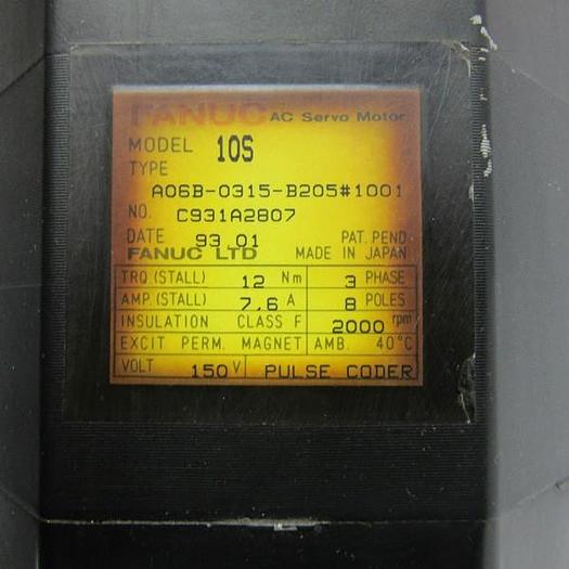 Used FANUC 10S AC SERVO MOTOR A06B-0315-B205 #1001
