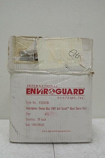 Used International Enviroguard FS2065B Denim Blue Soft Scrub Shirt, Size 4XL, 50 Each