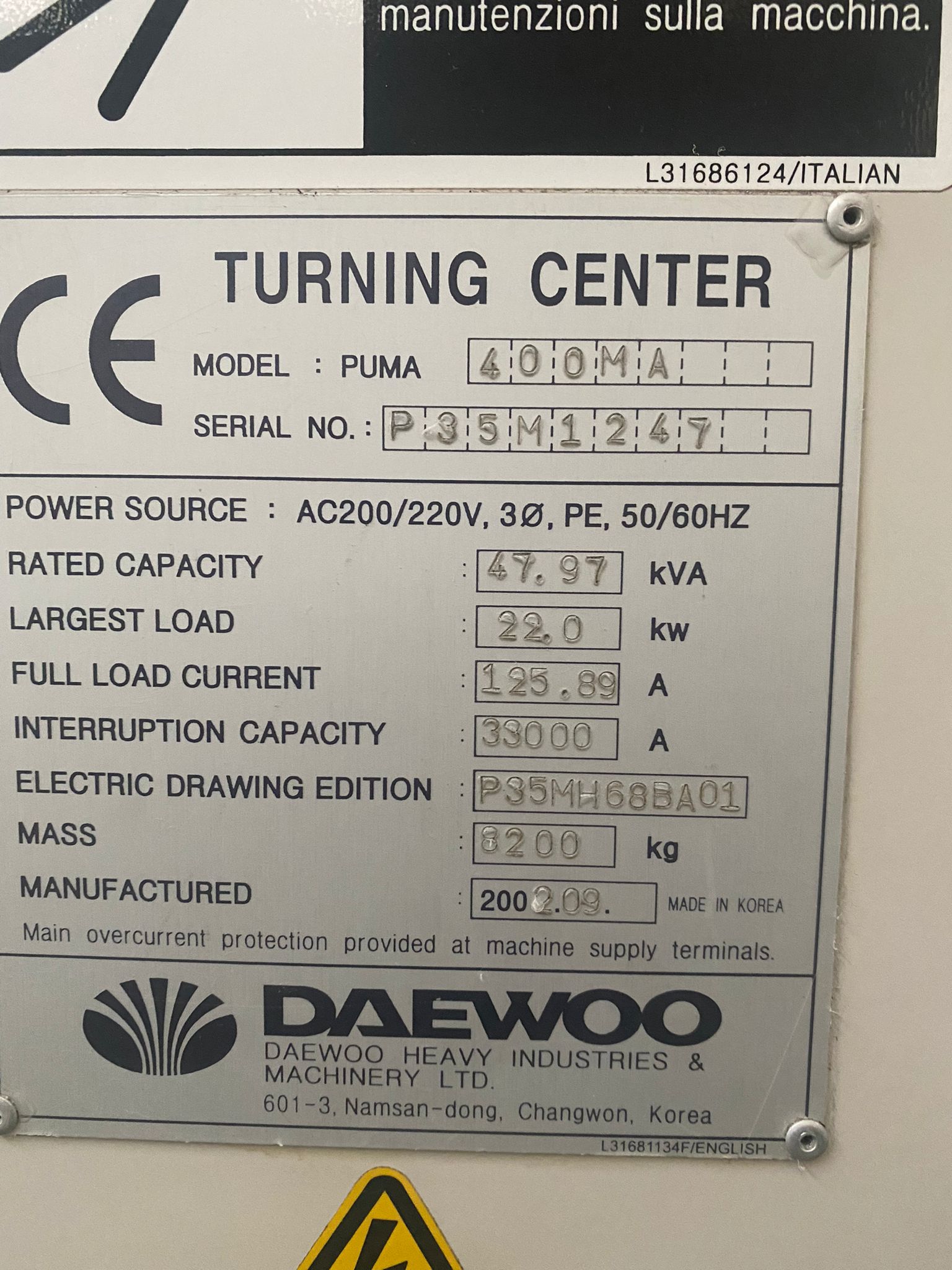 Usato 2002 Daewoo PUMA 400 MA