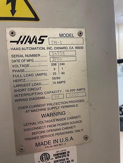Used 2004 HAAS TM-1 CNC Vertical Mill Low Hours