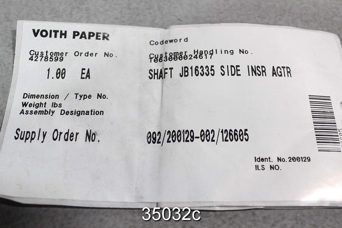 Used Voith JB16335 Agitator Shaft, 63.5" long, 3" Diameter #35032